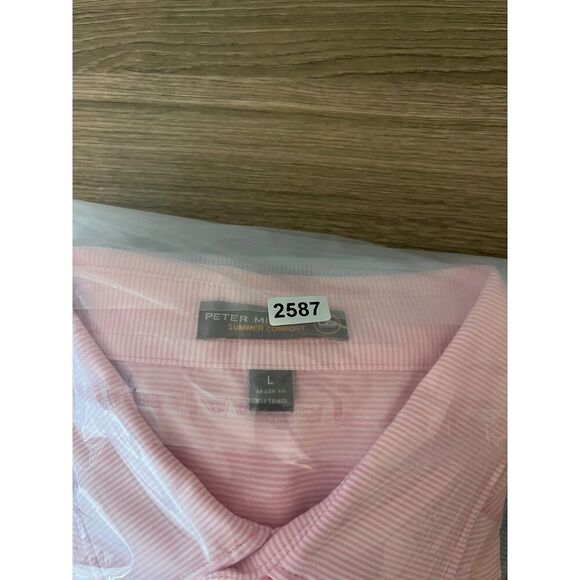 Peter Millar Summer Comfort Bundle Of 2 Polo Blue Pink Striped Golf Men's L - Picture 14 of 14